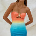 STELLAR MINI DRESS - ORANGE/BLUE