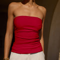 ASHTON STRAPLESS TOP - CHERRY RED