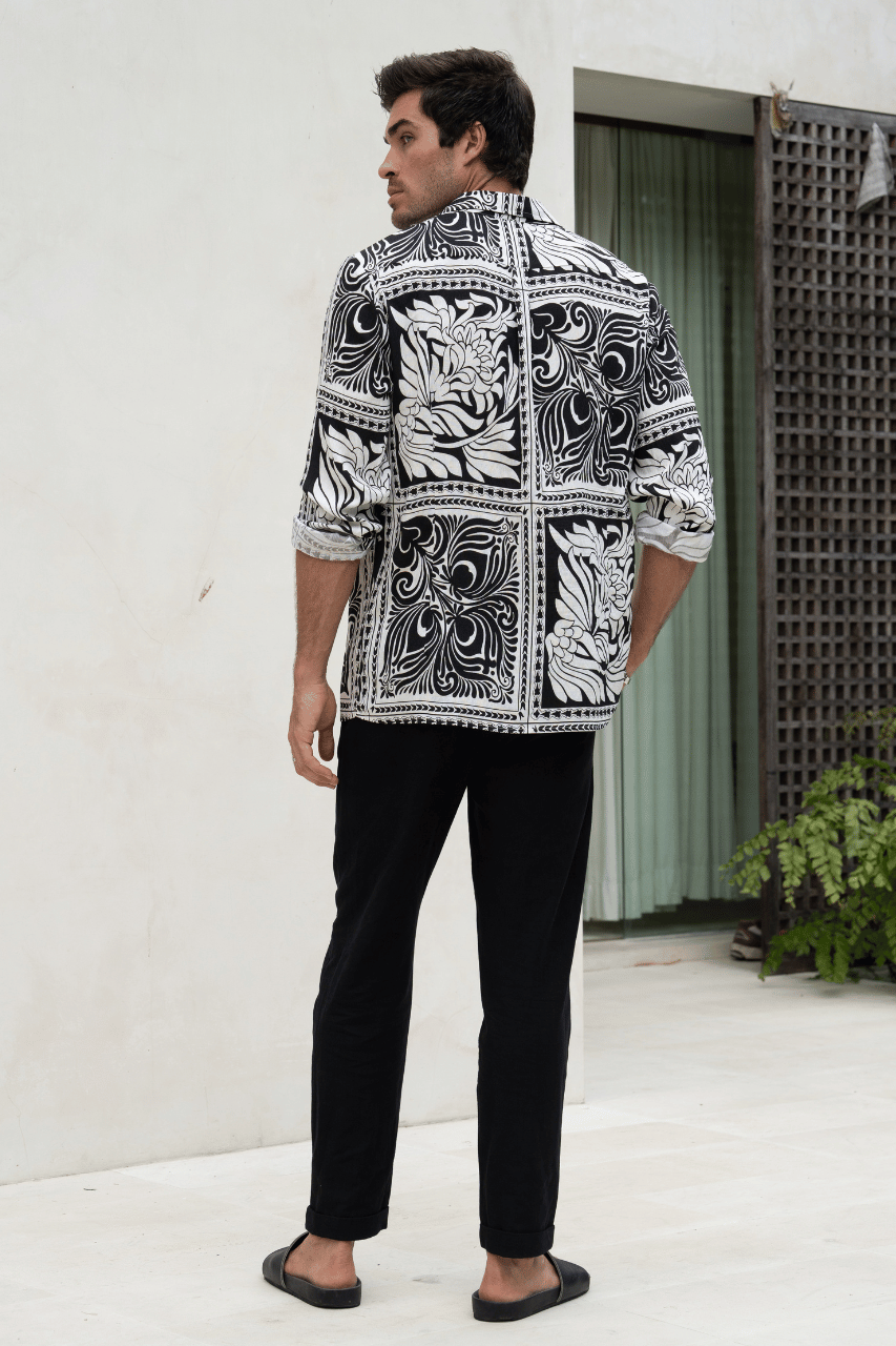 HAVANNA L/S SHIRT - BLACK/SAND - 4_a574cc9e-64de-4529-ae92-4b32ba9e8c15