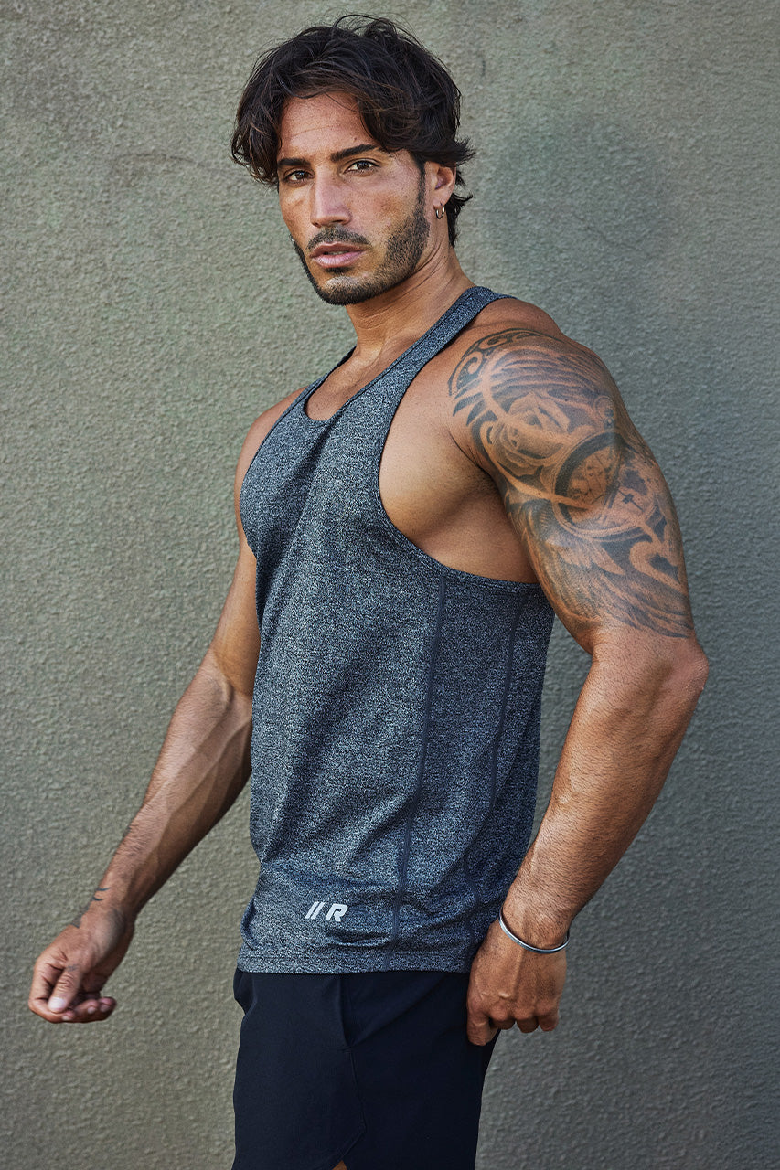 ACE MUSCLE TANK TOP - GREY - ACEMUSCLETANKTOP-GREYxCRISTIANOCURVEDHEMSHORTS-BLACK-04