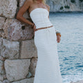 ADALEE RUFFLE TEXTURE MAXI SKIRT - WHITE