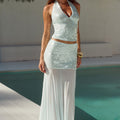 ADELUNA SHEER BOTTOM MAXI SKIRT - SKY BLUE