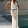 ADELUNA SHEER BOTTOM MAXI SKIRT - WHITE