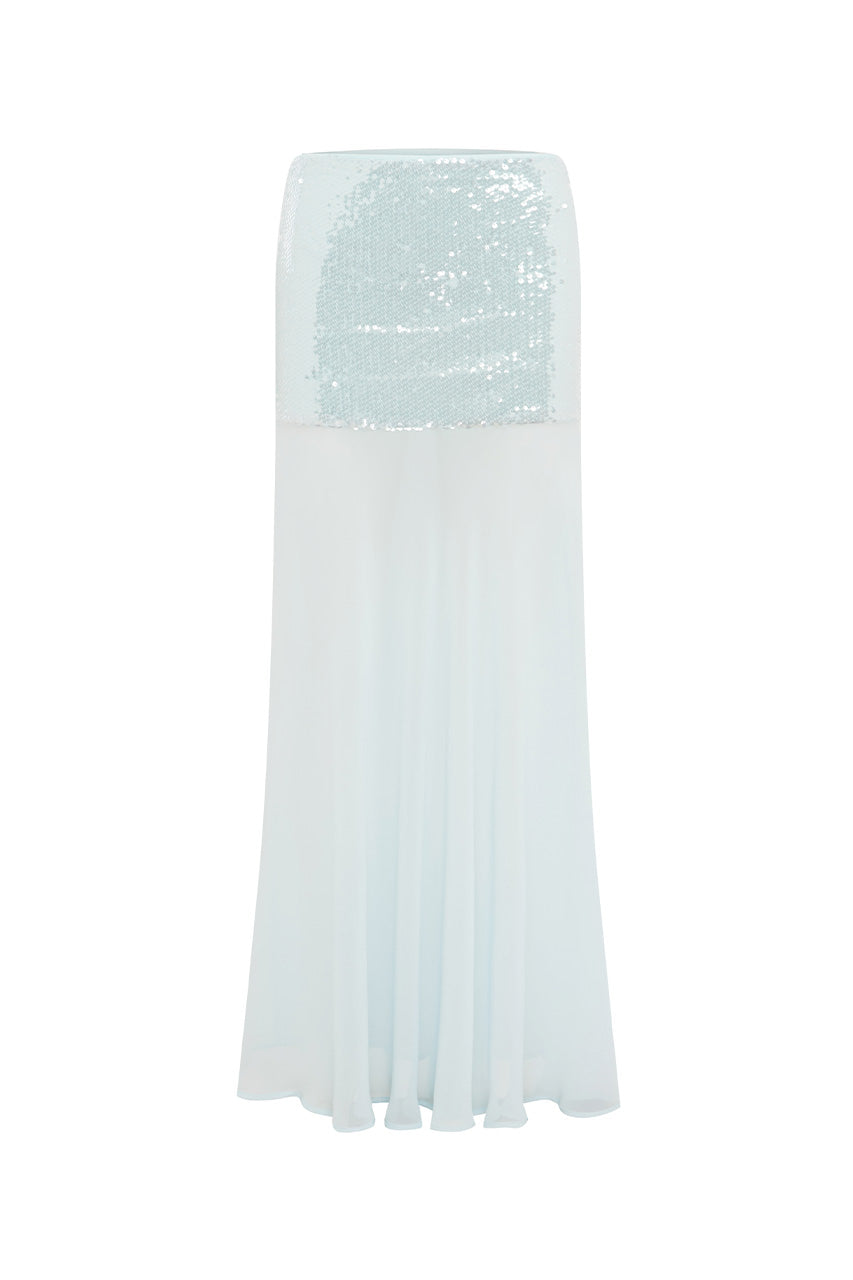 ADELUNA SHEER BOTTOM MAXI SKIRT - SKY BLUE - ADELUNASHEERBOTTOMMAXISKIRT