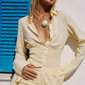 ADORA SHIRRED HOT SHORT - LEMON
