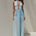 ADRIANNA PLUNGE RUCHED MAXI DRESS - AQUA