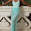 AGENTA RUCHED WAIST MAXI SKIRT - SEA FOAM