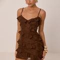 AISHA MINI DRESS - CHOCOLATE