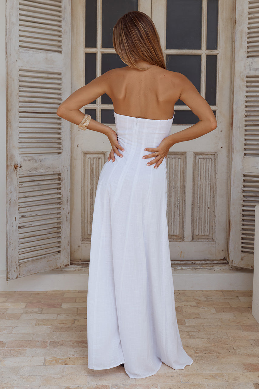 AIYA STRAPLESS KEYHOLE MAXI DRESS - WHITE