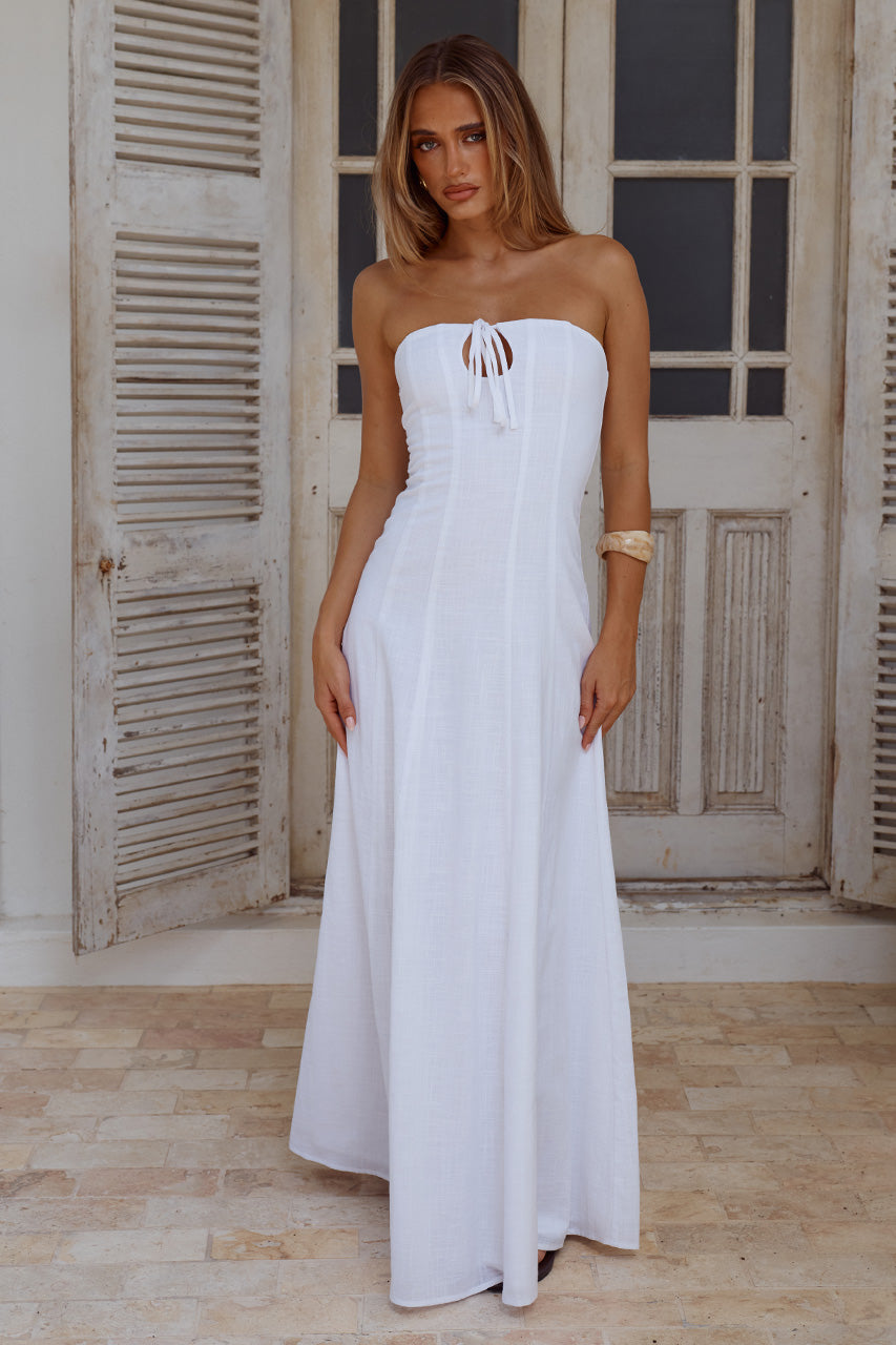 AIYA STRAPLESS KEYHOLE MAXI DRESS - WHITE XXL - AIYASTRAPLESSKEYHOLEMAXIDRESS-WHITE