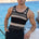 ALCHA TANK - BLACK/SAND STRIPE