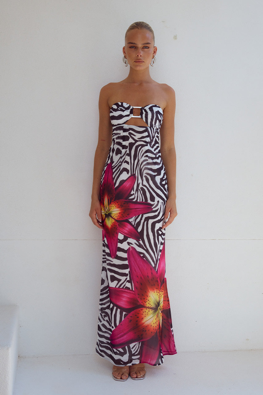 ALESSIA MAXI DRESS - ZEBRA FLORAL XXL - ALESSIAMAXIDRESSZEBRAFLORAL