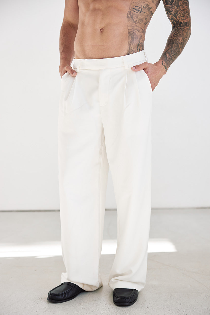 ALESSIO WIDE LEG TAILORED PANT - CREAM - ALESSIOWIDELEGTAILOREDPANT-CREAM-1
