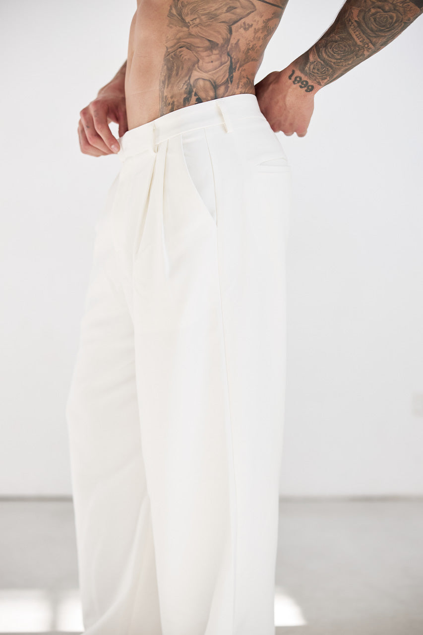ALESSIO WIDE LEG TAILORED PANT - CREAM - ALESSIOWIDELEGTAILOREDPANT-CREAM-2