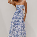 ALETHEA OPEN BACK MIDI DRESS - DAYDREAM BLUE