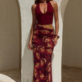 ALEXIS HALTER CUT OUT MAXI DRESS - ELIANA RED