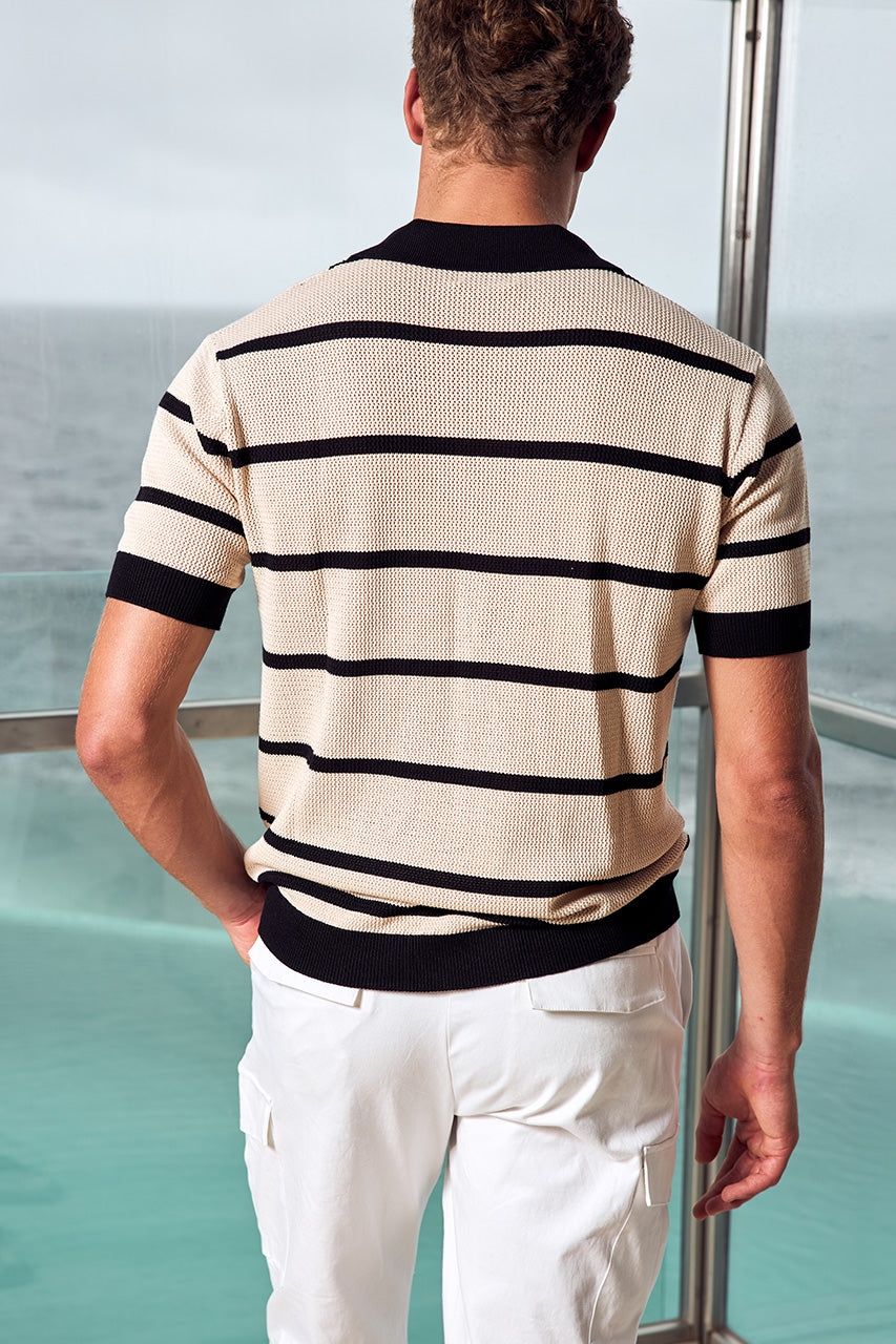 ALEX KNIT TOP - SAND/BLACK - ALEXKNITTOP-SAND_BLACKXCRUISETAPEREDCARGOPANT-WHITE