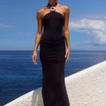 ALOLA HALTER MAXI DRESS - BLACK