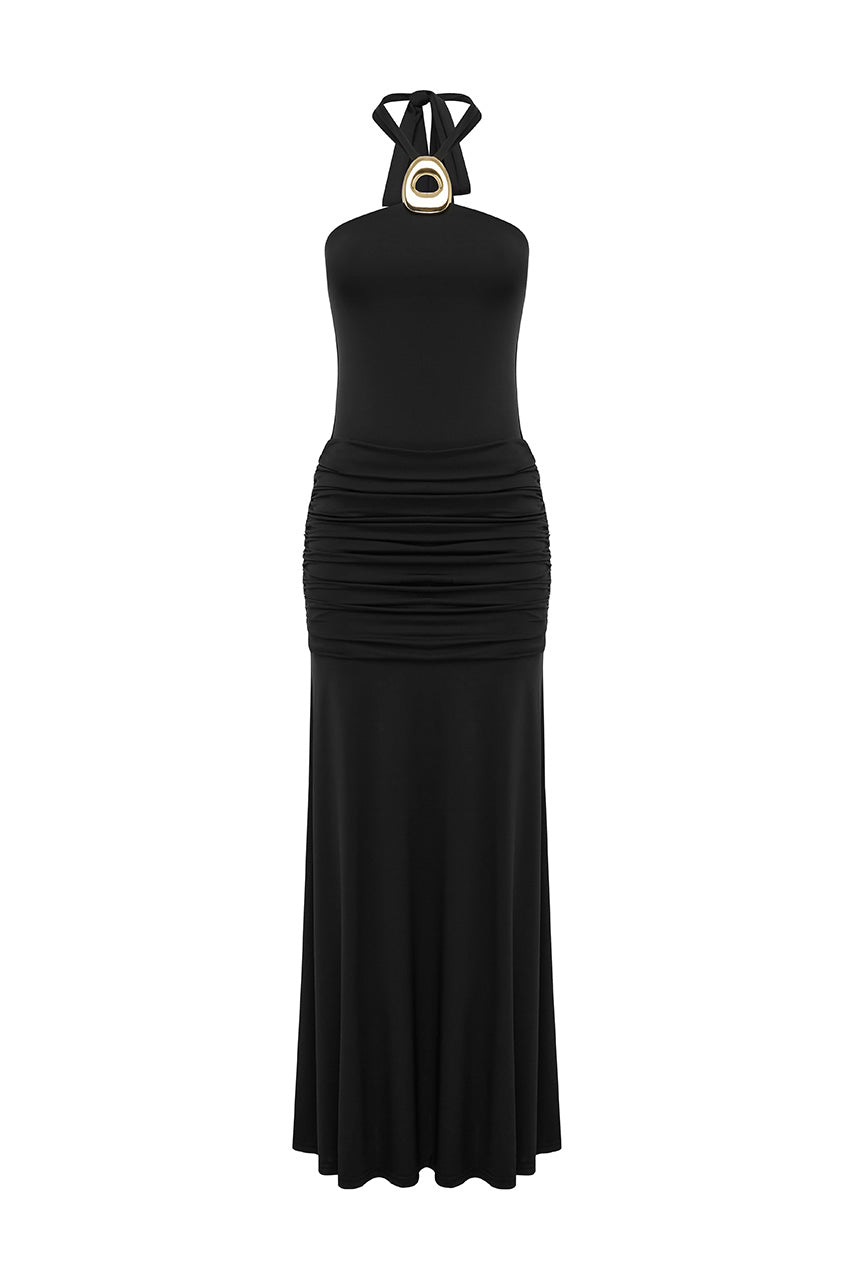 ALOLA HALTER MAXI DRESS - BLACK - ALOLAHALTERMAXIDRESSBLACK