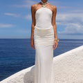 ALOLA HALTER MAXI DRESS - WHITE