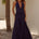 AMADINE DEEP V PLUNGE MAXI DRESS - NAVY