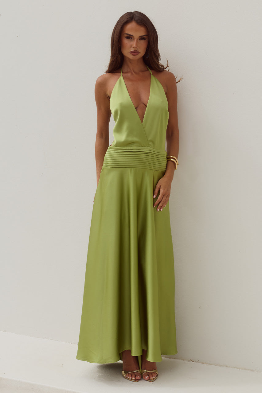 AMADINE DEEP V PLUNGE MAXI DRESS - OLIVE XXL - AMADINEDEEPVPLUNGEMAXIDRESS-OLIVE-01