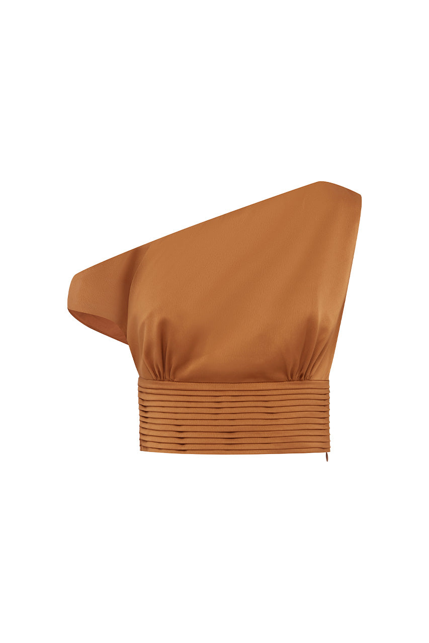 AMADINE OFF SHOULDER CROP TOP - GINGER - AMADINEOFFSHOULDERCROPTOP-GINGER