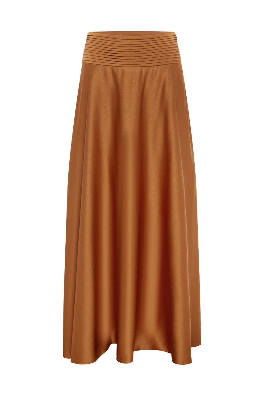 AMADINE PANELLED TRAIN MAXI SKIRT - GINGER - AMADINEPANELLEDTRAINMAXISKIRT-GINGER
