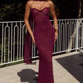 AMANA STRAPLESS SCARF MAXI DRESS - WINE