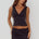 AMARA V-NECK LACE TRIM TOP - BLACK