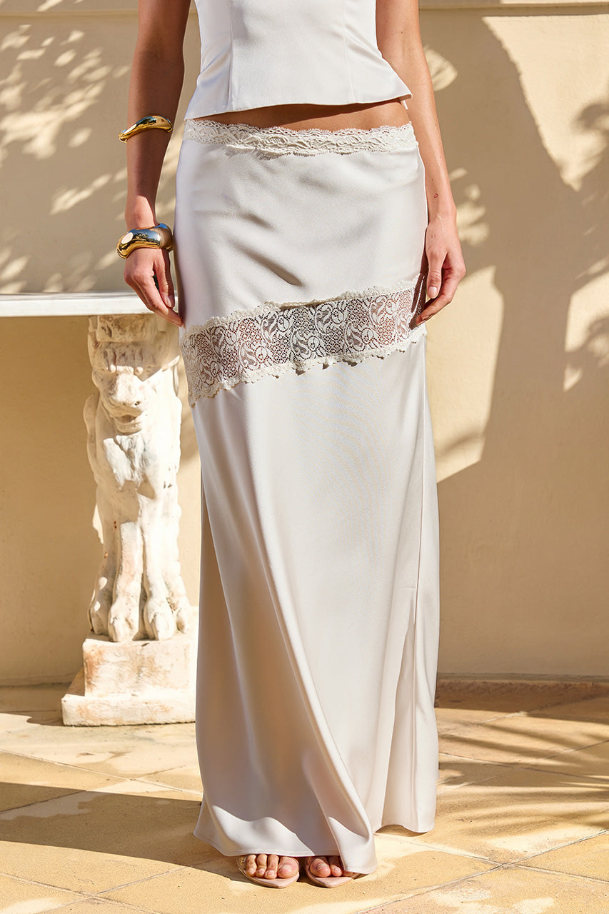 AMARA LACE TRIM MAXI SKIRT - CHAMPAGNE - AMARAV-NECKLACETRIMTOPXAMARALACETRIMMAXISKIRT-CHAMPAGNE-08