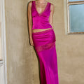 AMARA LACE TRIM MAXI SKIRT - FUCHSIA