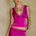 AMARA V-NECK LACE TRIM TOP - FUCHSIA