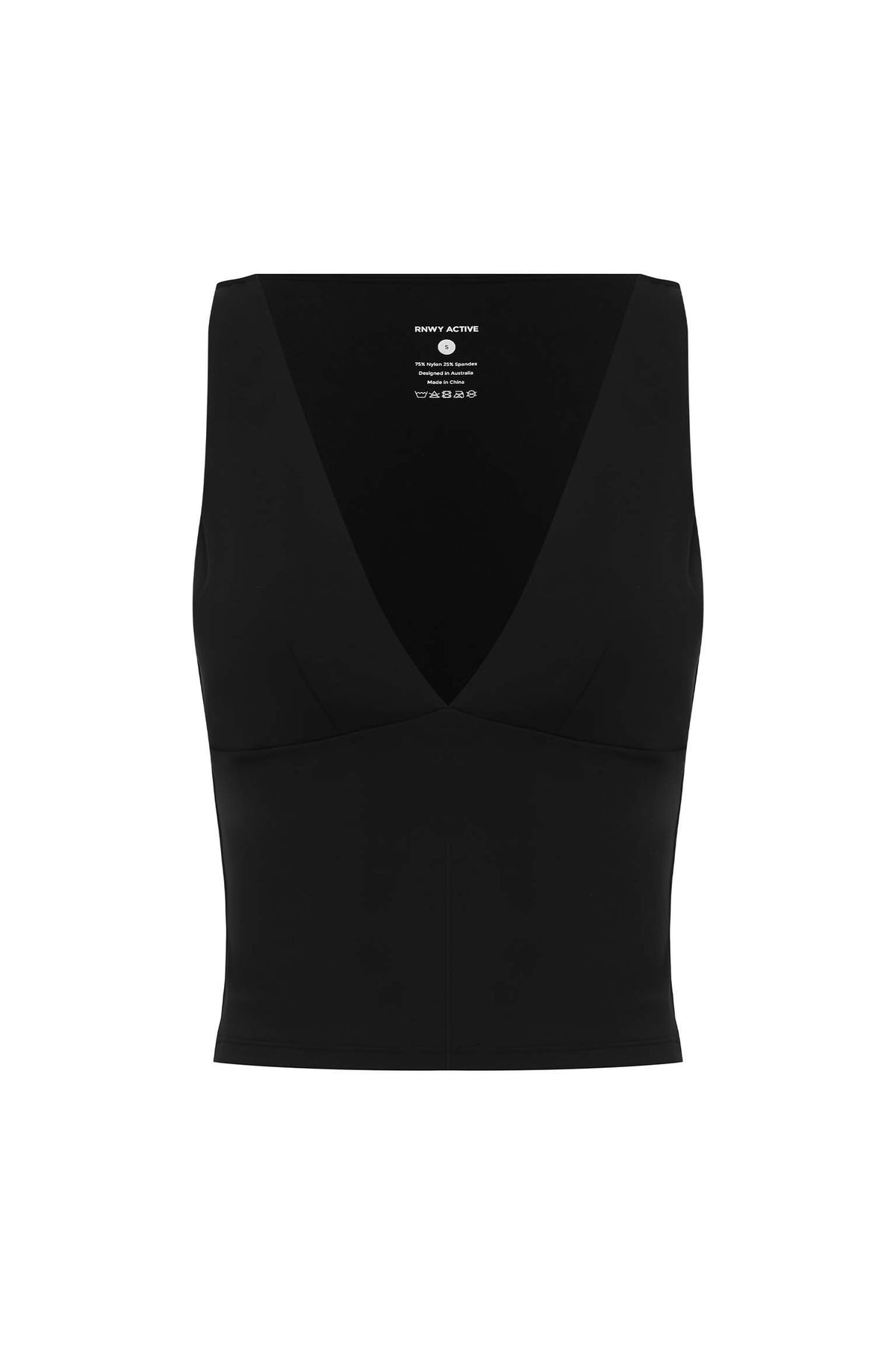 AMORA PLUNGE V-NECK TOP - BLACK - AMORAPLUNGEV-NECKTOP-BLACK