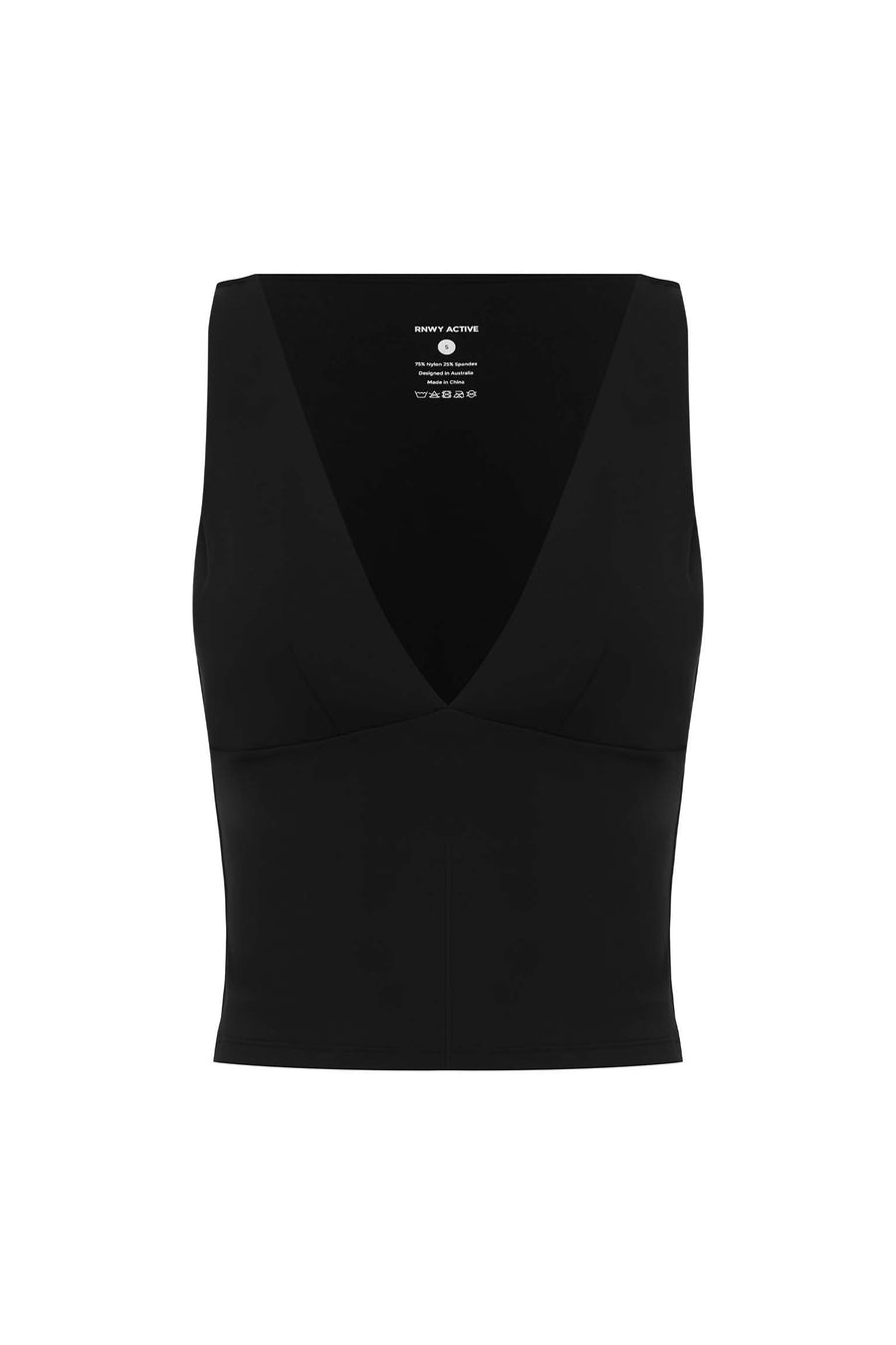 AMORA PLUNGE V-NECK TOP - BLACK - AMORAPLUNGEV-NECKTOP-BLACK