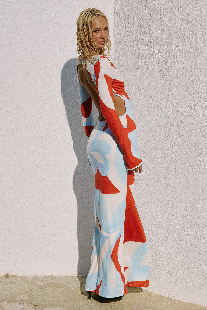 AMOREE LONG SLEEVE MAXI DRESS - AMOREE RED - AMOREELONGSLEEVEMAXIDRESS-AMOREERED-1