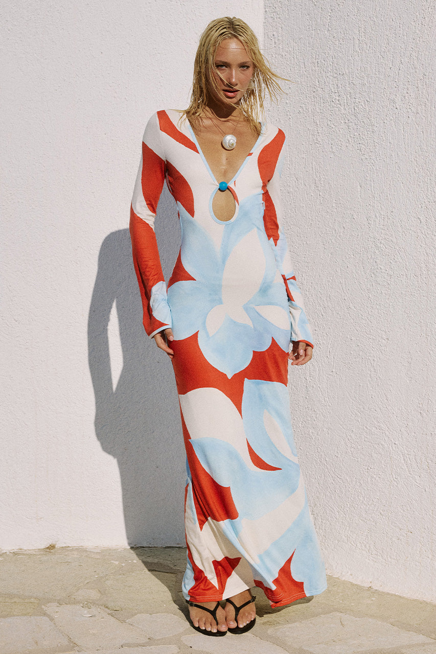 AMOREE LONG SLEEVE MAXI DRESS - AMOREE RED XXL - AMOREELONGSLEEVEMAXIDRESS-AMOREERED-6