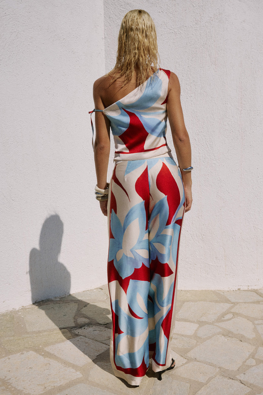 AMOREE WIDE LEG PALAZZO PANT - AMOREE RED