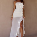 ANDEE STRAPLESS RUFFLE MAXI DRESS - WHITE