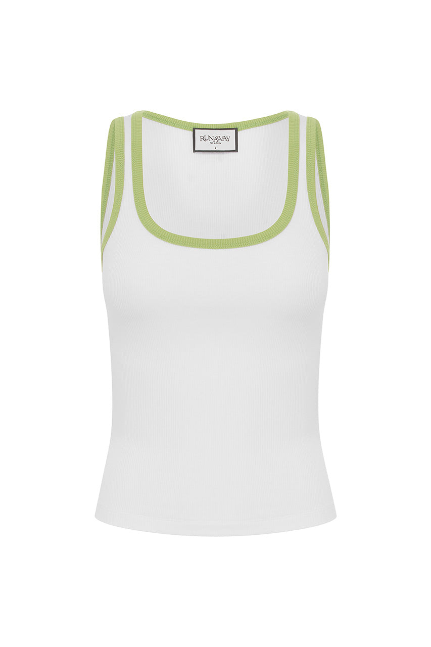 ANGELO SCOOP TANK - WHITE/KIWI