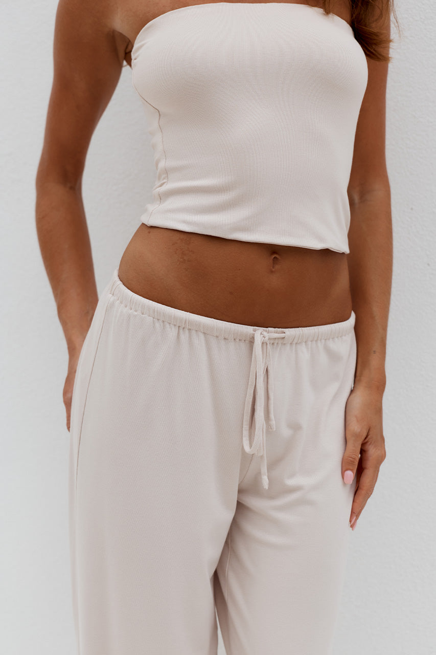 ANJI RELAXED WIDE LEG SWEATPANTS - BISCUIT - ANJISTRAPLESSTOPXANJIRELAXEDWIDELEGSWEATPANTS-BISCUIT_-04