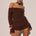 ANNELIESE OFF SHOULDER KNIT TOP - CHOCOLATE