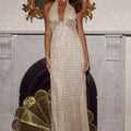 ANNETTE PLUNGE V-NECK MAXI DRESS - CHAMPAGNE
