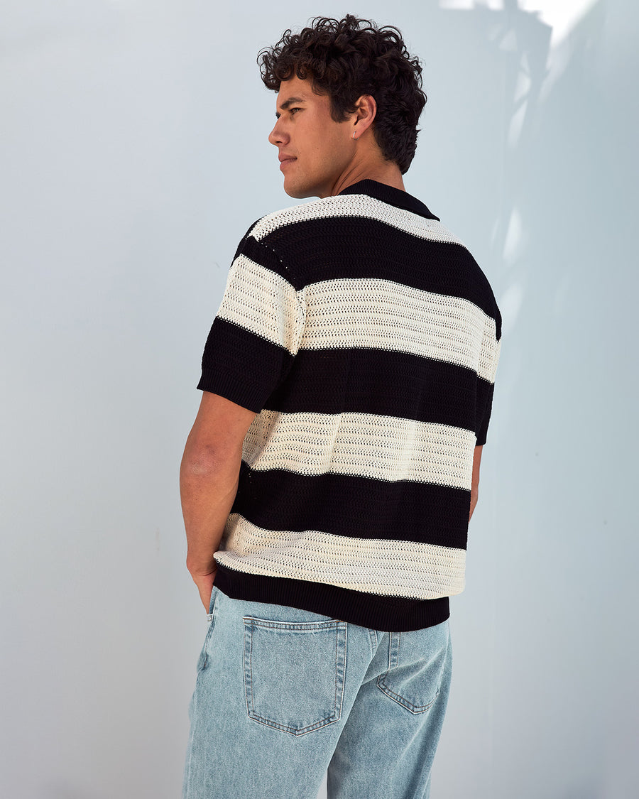 ANTONY ZIP POLO KNIT TOP - BLACK/SAND - ANTONYZIPPOLOKNITTOP-BLACKSAND-6