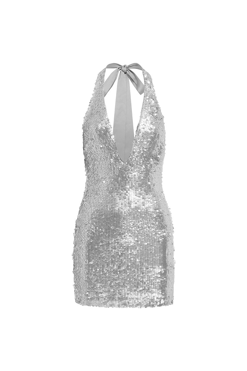 AQUARIA SEQUIN MINI DRESS - SILVER - AQUARIASEQUINMINIDRESS-SILVER