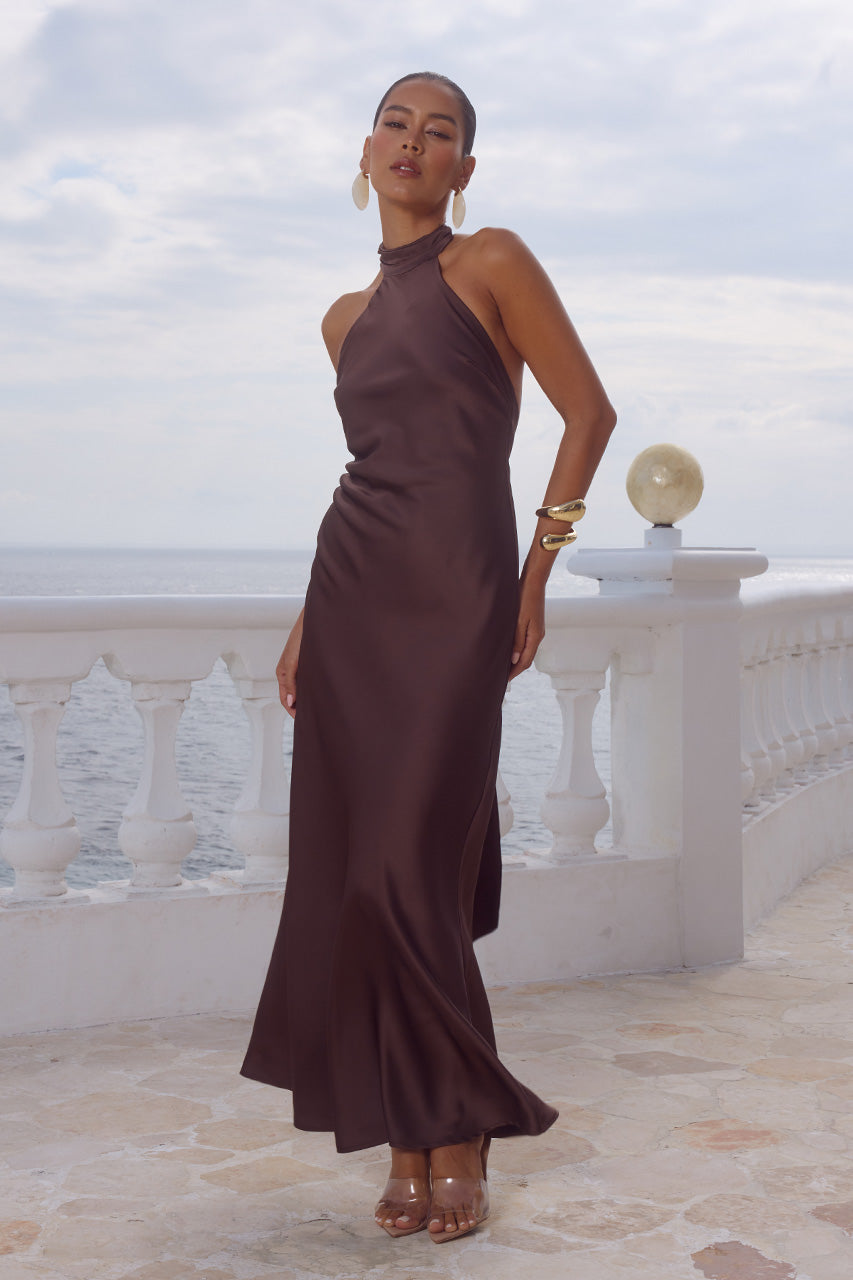 ARABELLE HIGH NECK MAXI DRESS - BITTER CHOCOLATE XXL - ARABELLEHIGHNECKMAXIDRESS-BITTERCHOCOLATE_6