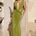 ARALIA PLUNGE COWL BACK MAXI DRESS - PALM