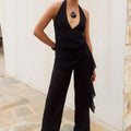 ARIANA HALTER OPEN BACK JUMPSUIT - BLACK