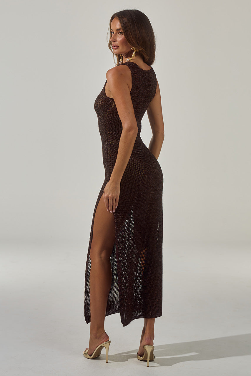 ARIYA SLEEVELESS KNIT MAXI DRESS - CHOCOLATE METALLIC - ARIYASLEEVELESSKNITMAXIDRESS-CHOCOLATEMETALLIC-5