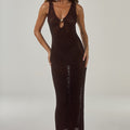 ARIYA SLEEVELESS KNIT MAXI DRESS - CHOCOLATE METALLIC